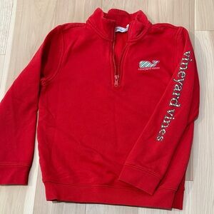 Vineyard Vines Big Girls Holiday Red 1/4 Zip Sweatshirt